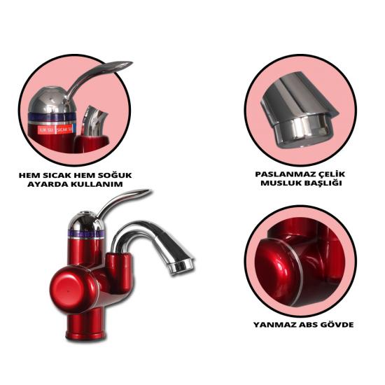 Sıcak Musluk ASG-3K Kırmızı